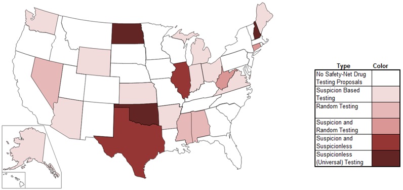 TANF Drug Testing Proposals US Heat Map Feb. 2013