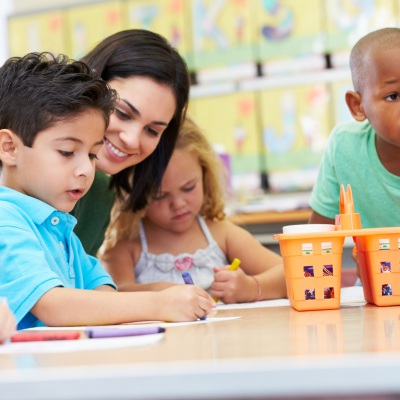 Preschoolers with teacher | Getty Images, monkeybusinessimages