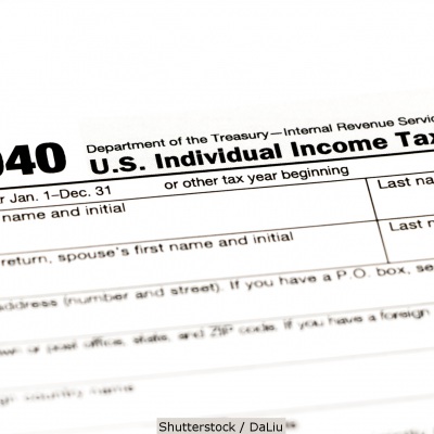 close up of tax form