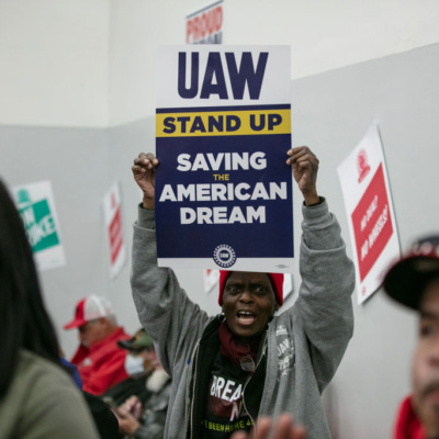 Striking UAW Members Hold Rally At Chicago Union Hall