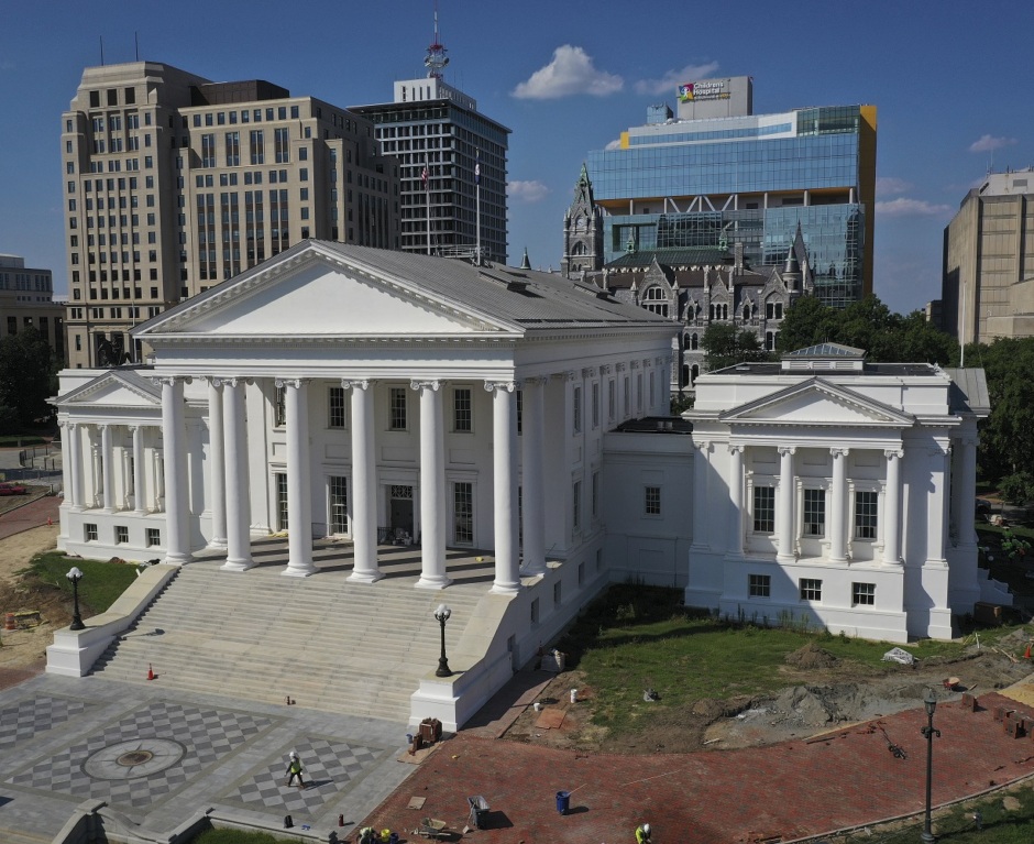 In an aerial view, the Virginia State Capitol is shown on July 12, 2023 in Richmond, Virginia. (Photo by Win McNamee/Getty Images)
