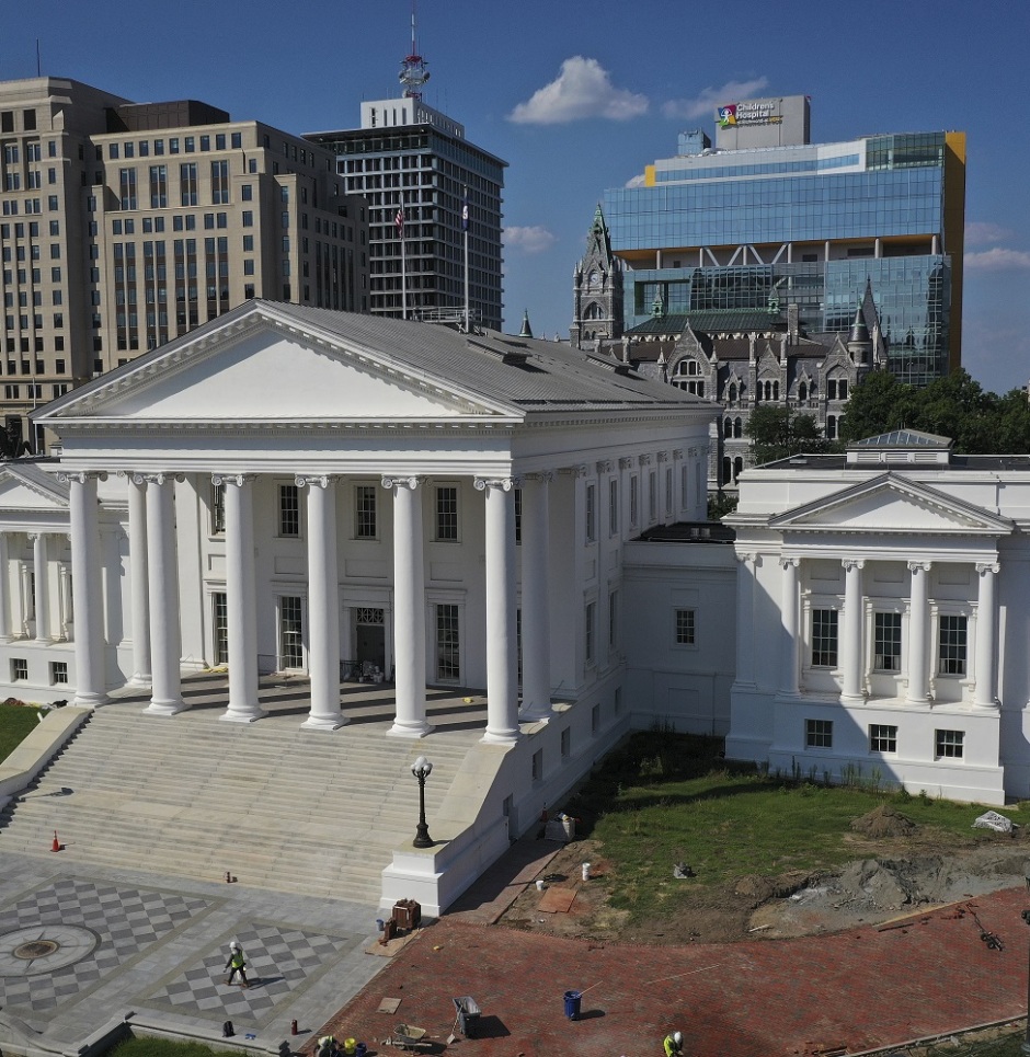 In an aerial view, the Virginia State Capitol is shown on July 12, 2023 in Richmond, Virginia. (Photo by Win McNamee/Getty Images)