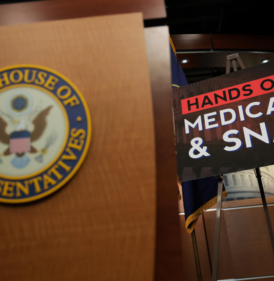 WASHINGTON, DC - APRIL 10: U.S. House Minority Leader Hakeem Jeffries (D-NY) speaks to the press during his weekly press conference at the U.S. Capitol on April 10, 2025 in Washington, DC. Jeffries spoke about how the Republican budget cuts would affect Medicaid and food assistance. (Photo by Kayla Bartkowski/Getty Images)